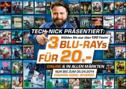 3 Für 20€ mit Gutscheincode – Saturn hat wieder die beliebte Aktion 3 Blu-ray für 20€, Online&Lokal, Online + 1,99€ Versand