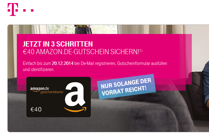 40€ Amazon Gutschein für die Registrierung bei De-Mail ...