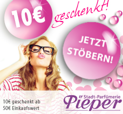 10€ Gutschein für parfuemerie-pieper.de mit 50€ Mindestbestellwert und kostenlosem Versand