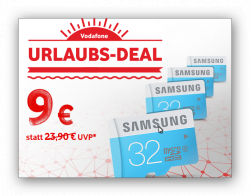 [Lokal] Urlaubsdeal: 32GB Samsung microSDHC Karte für 9€ [idealo 11,99€] @Vodafone-Store