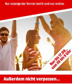 Heisse Nächte bei MediaMarkt: bis 17.08. täglich von 20:00-09:99