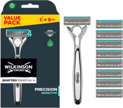 Amazon: Wilkinson Sword Quattro Titanium Rasierer + 8 Klingen für nur 8,54 Euro statt 14,38 Euro bei Idealo