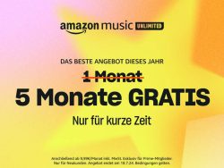 5 Monate Amazon Music Unlimited gratis (statt 49,95 € Normalpreis) Exklusiv für Prime-Mitglieder