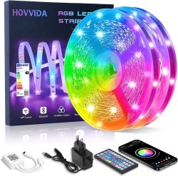 Amazon: HOVVIDA 20 Meter (2 mal 10 Meter) RGB LED Streifen mit App Steuerung und Fernbedienung mit Coupon für nur 8,99 Euro statt 17,99 Euro