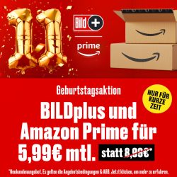 BILDplus inkl. Amazon Prime zusammen für 5,99 € mtl. statt 16,98 € mtl.