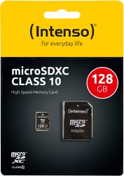 Intenso microSDXC Class 10 128GB Speicherkarte + Adapter für 7,77 € (11,98 € Idealo) @eBay