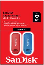 2-Pack SanDisk Cruzer Snap 2x32GB USB Flash-Laufwerke für 8,99 € (17,25 € Idealo) @Amazon