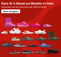 Crocs: Bis zu 50% Rabatt im Sale + 10% Extrarabatt mit Gutschein ohne MBW