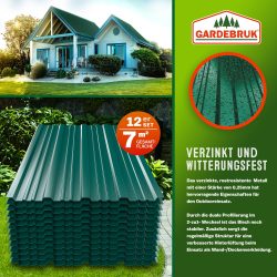 Gardebruk 12er-Pack Metall verzinkte Trapezbleche 129x46cm 7m² für 51,95 € (73,95 € Idealo) @DeubaXXL