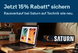 Saturn Rausverkauf bei eBay mit 15% Rabatt auf Technik wie neu durch Gutscheincode (kein Mindestbestellwert)