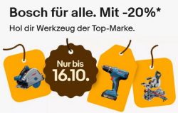 20% Rabatt auf Bosch Werkzeuge mit Gutschein ohne MBW @eBay